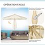 Voir la diapositive 5 : OUTSUNNY Parasol octogonal inclinable Ø 2,65 x 2,44H m mât baleine métal aspect bois polyester haute densité 180 g/m² beige