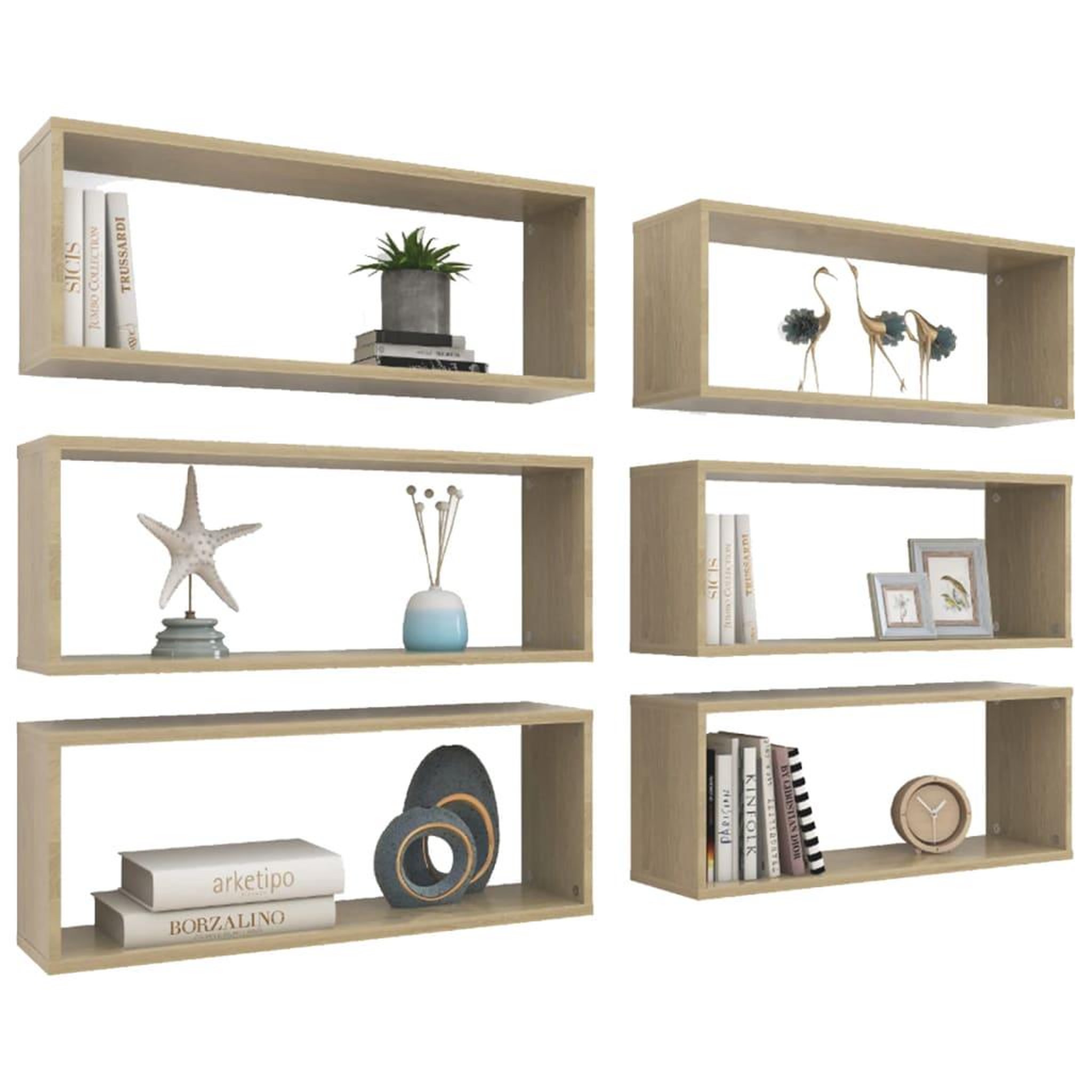 Voir la diapositive 3 : VIDAXL Etageres murales cube 6 pcs Chene sonoma Bois d'ingenierie