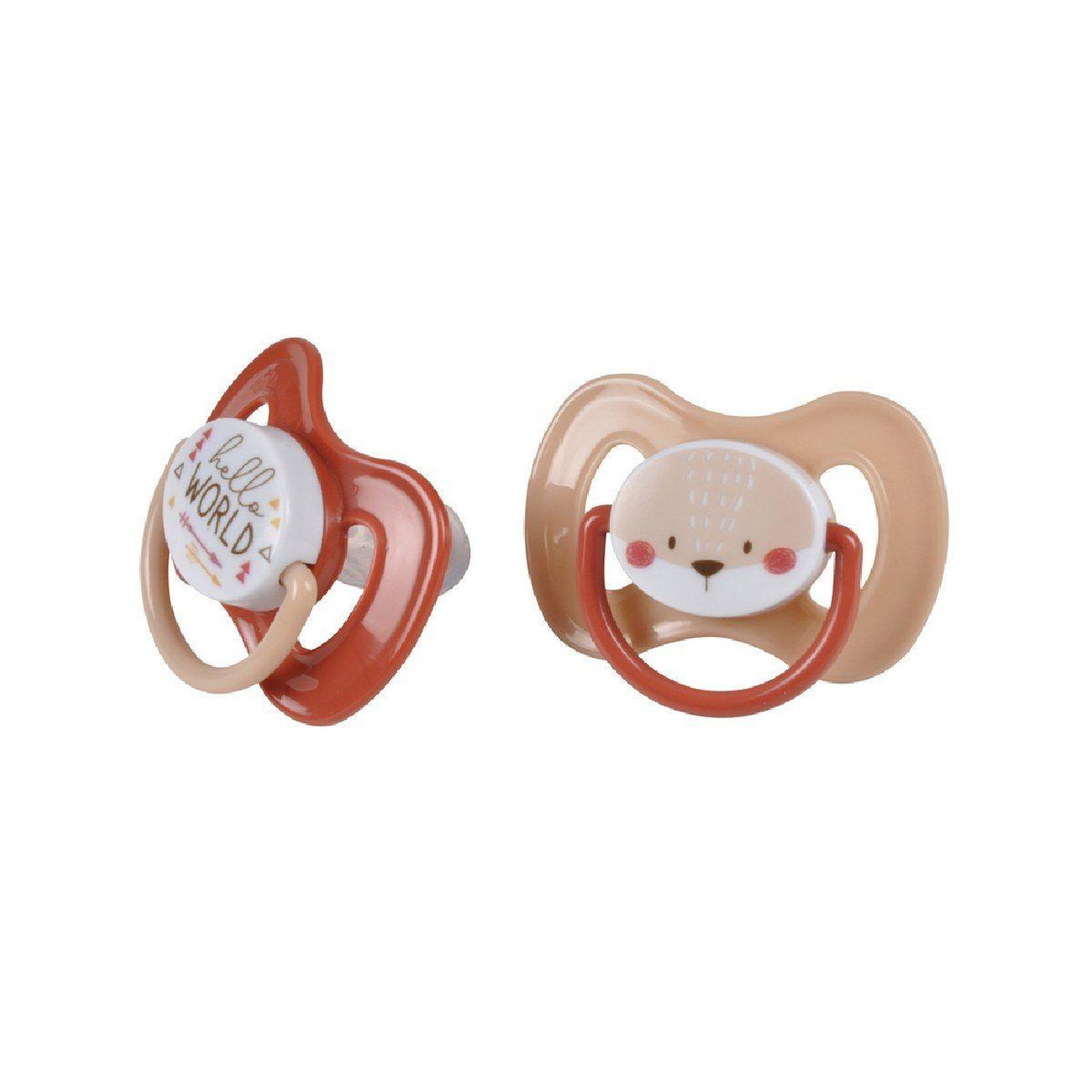 Voir la diapositive 1 : BEBE DOUCEUR Lot de 2 sucettes physiologiques  renard  +6 mois beige