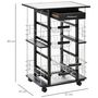 Voir la diapositive 3 : HOMCOM Chariot de service desserte de cuisine à roulettes multi-rangements 4 paniers métal tiroir + 4 range-bouteilles bois pin plateau carrelé