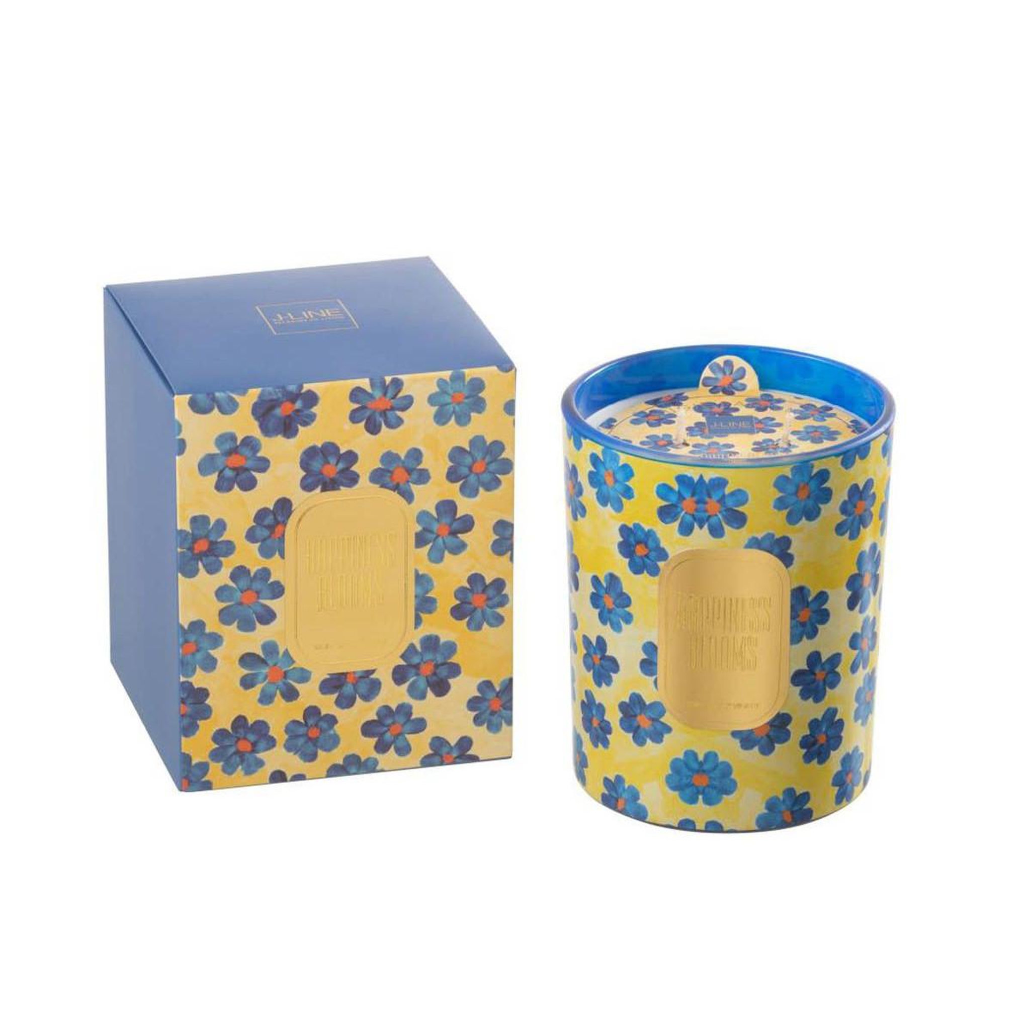 Voir la diapositive 2 : J-LINE Bougie parfumée  happiness blooms  13cm white musk violet