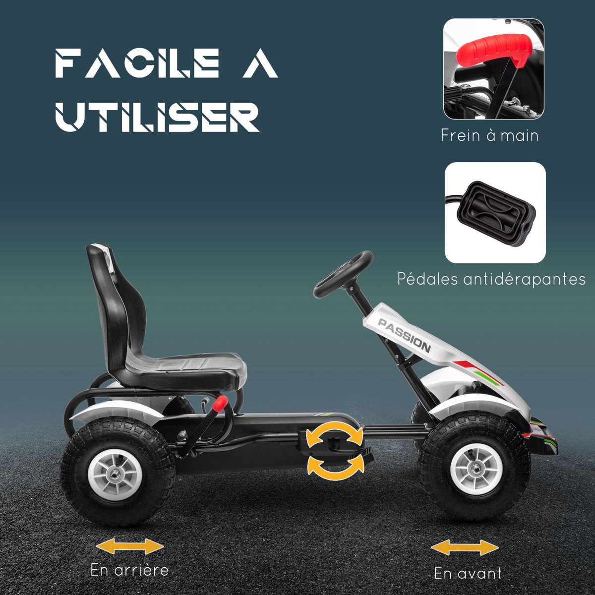HOMCOM Kart à pédales enfant Go kart Formule 1 Racing passione italia pneus gonflables caoutchouc