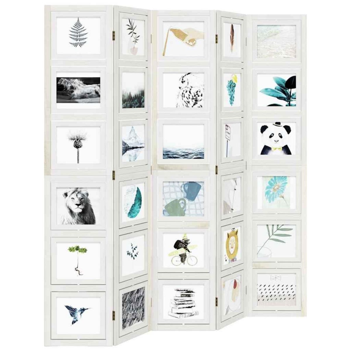 VIDAXL Cloison de separation 5 panneaux blanc bois de paulownia massif