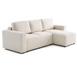 LISA DESIGN Livy - canapé d'angle réversible 4 places convertible avec coffre en tissu bouclette. Coloris disponibles : Vert, Gris, Beige, Orange