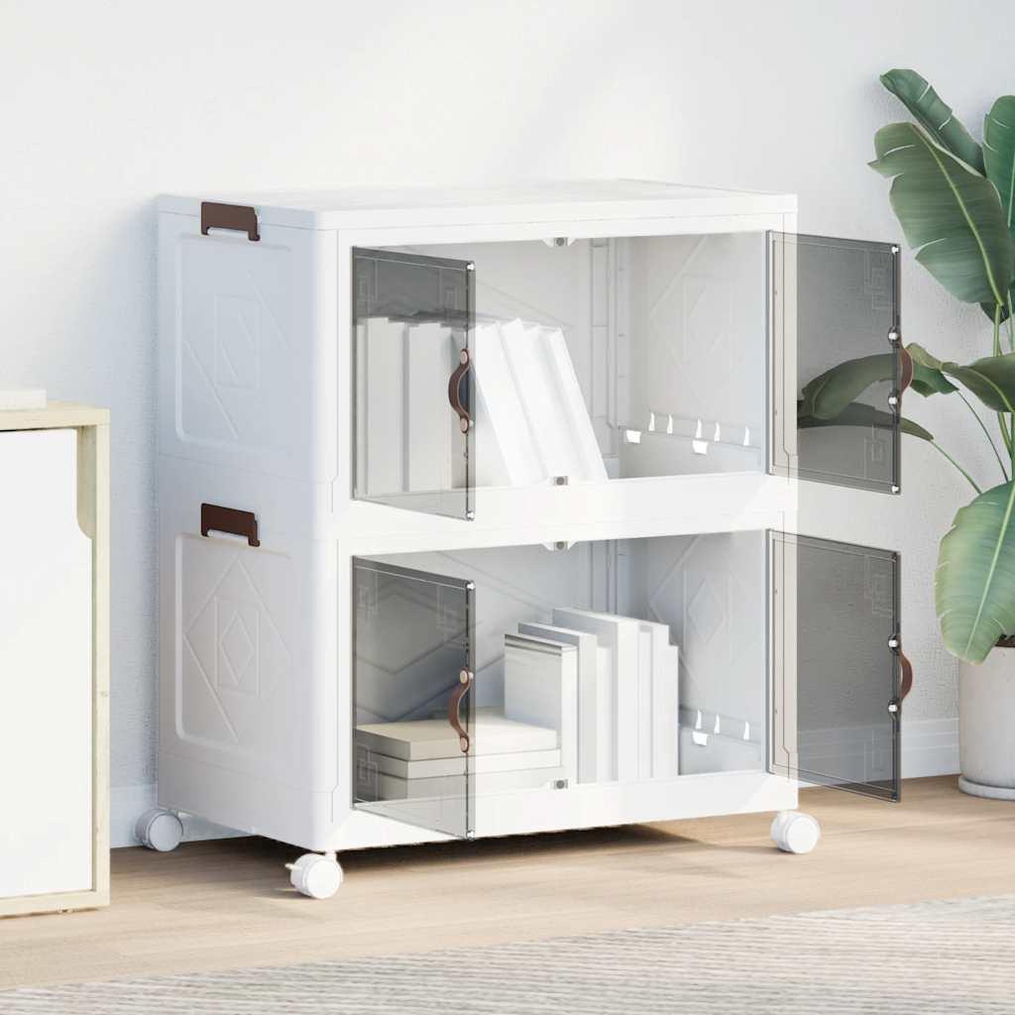 Voir la diapositive 3 : VIDAXL Boîte de rangement empilable avec roues a 2 niveaux 75 L