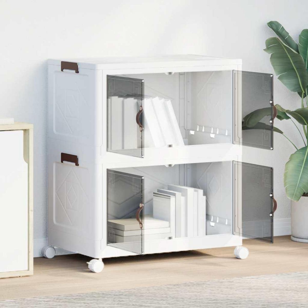 VIDAXL Boîte de rangement empilable avec roues a 2 niveaux 75 L