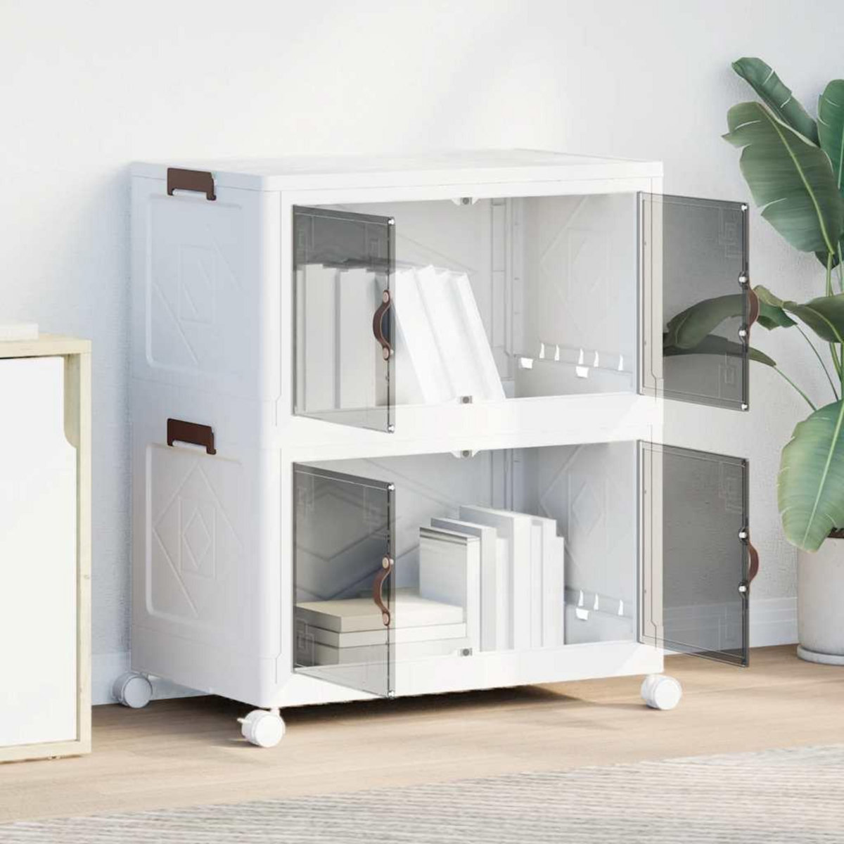 VIDAXL Boîte de rangement empilable avec roues a 2 niveaux 75 L