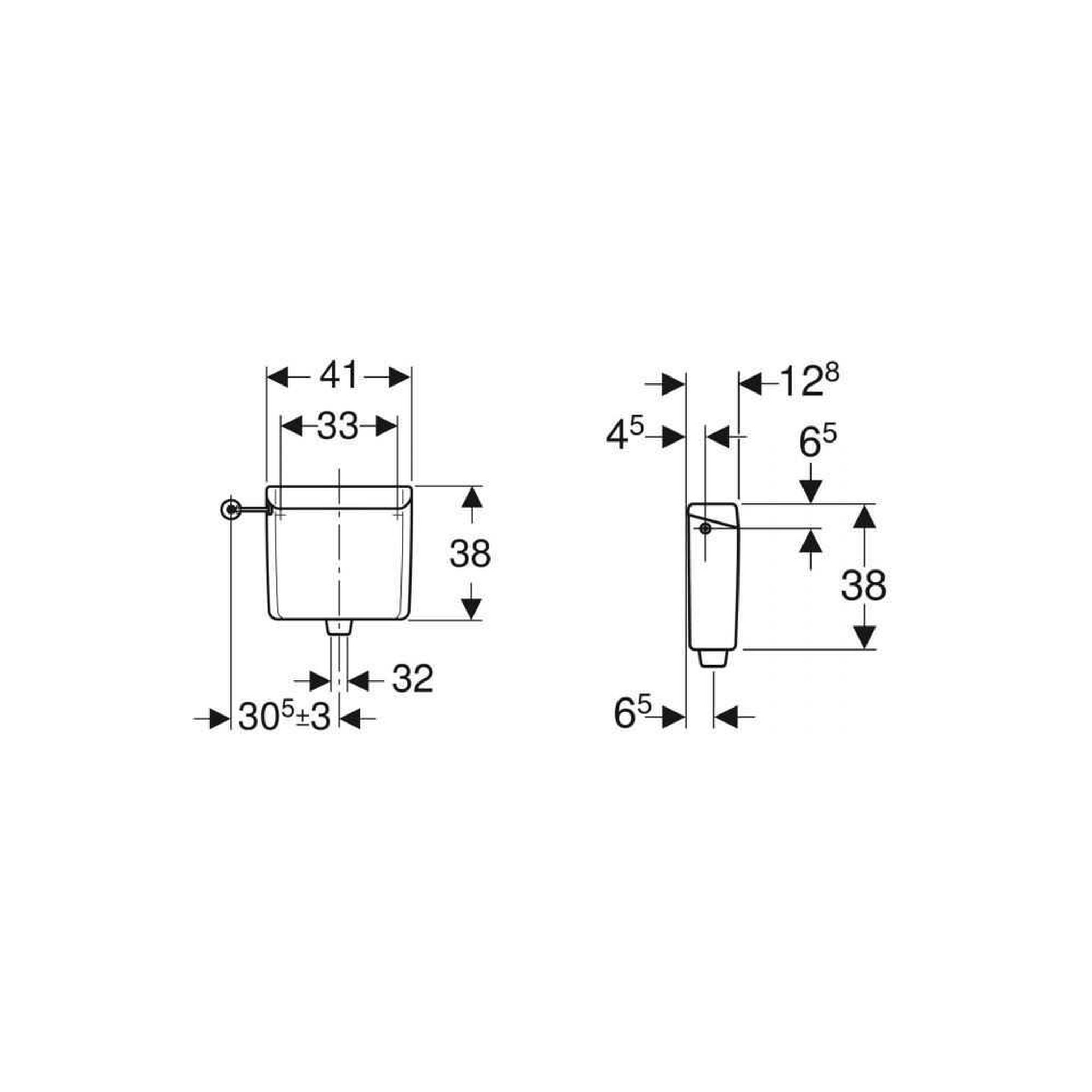 Voir la diapositive 2 : Geberit Réservoir apparent geberit ap123, rinçage simple touche, à déclenchement à distance