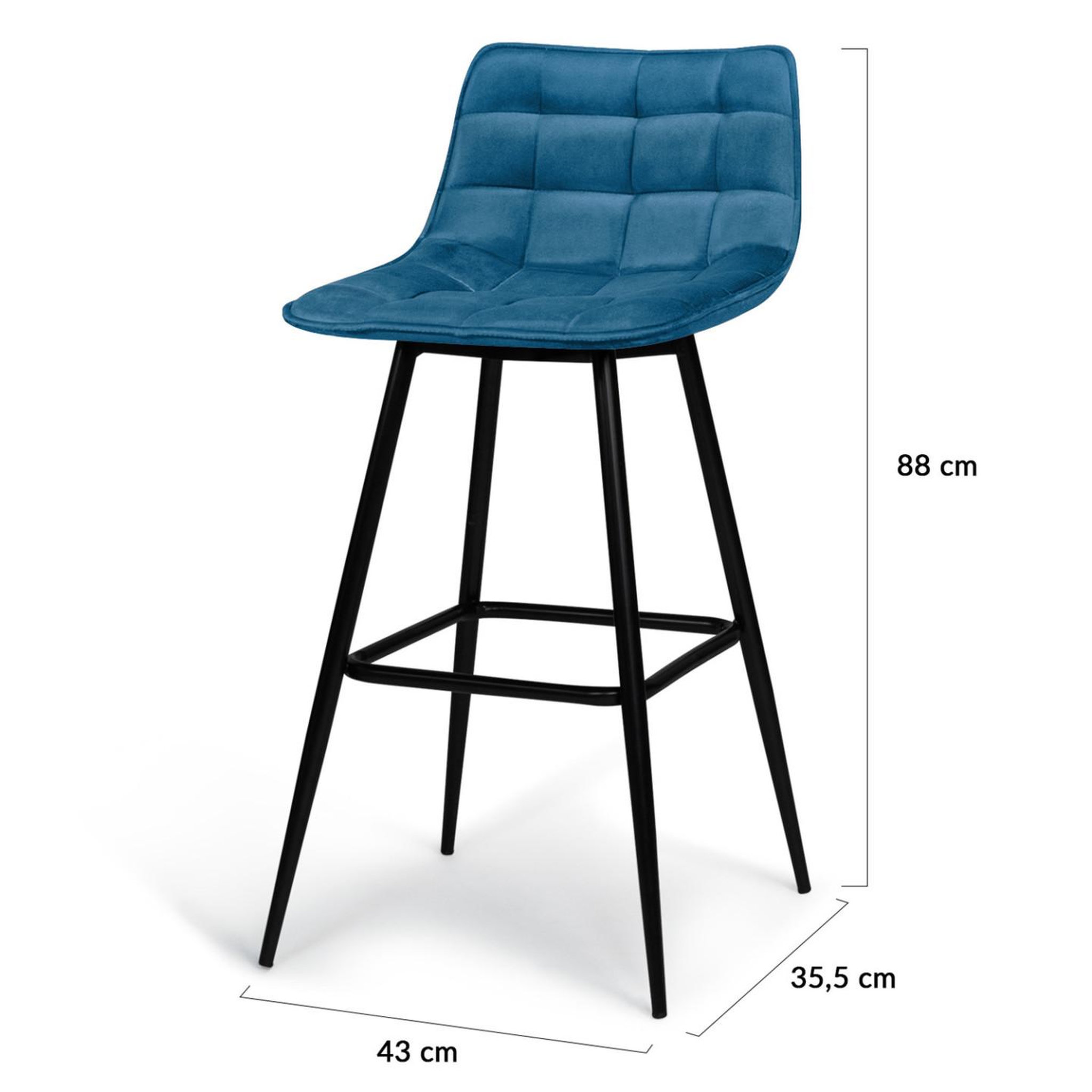 Voir la diapositive 4 : ID MARKET Lot de 4 tabourets de bar mady en velours bleu
