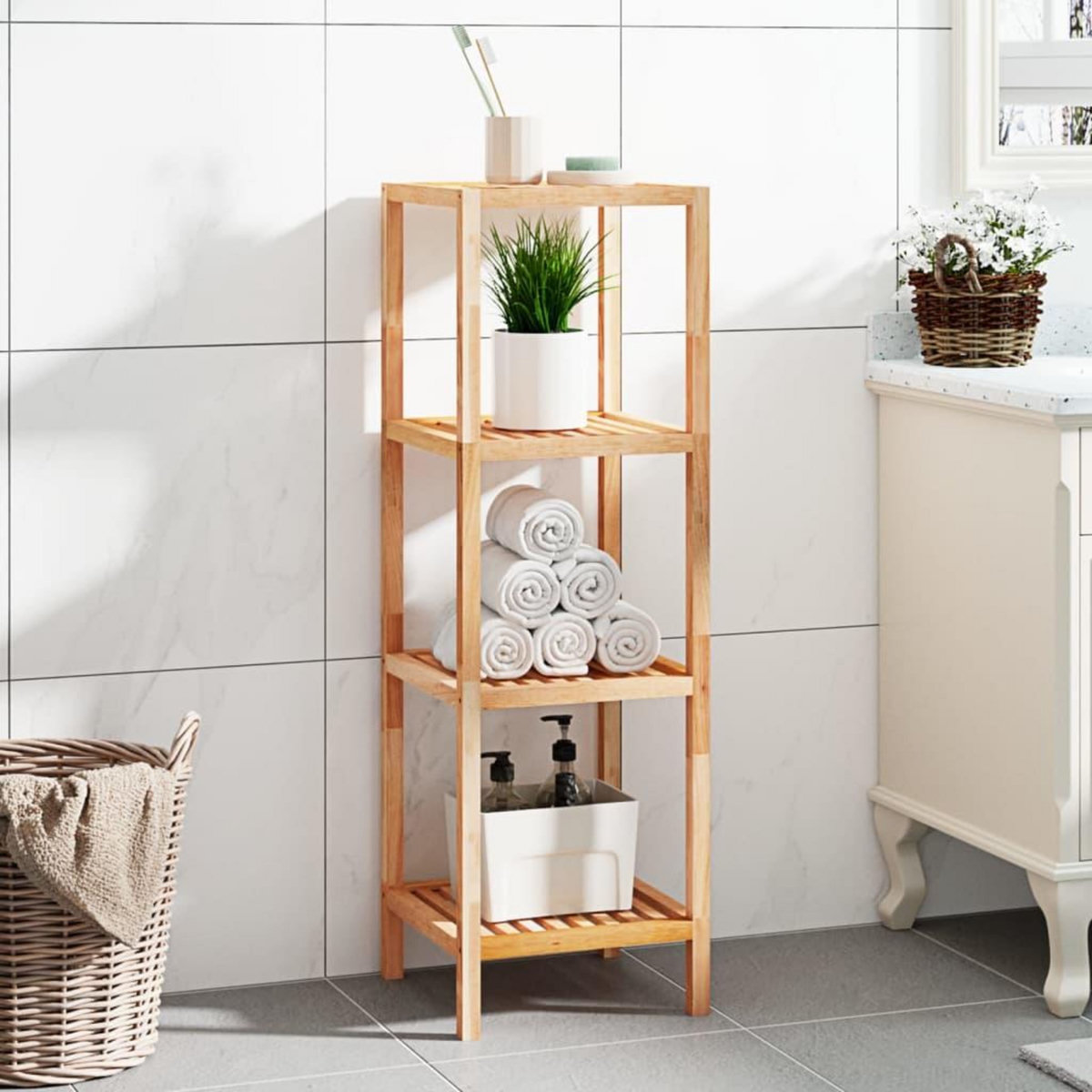 VIDAXL Etagere de salle de bain 36x36x112 cm Bois massif de noyer