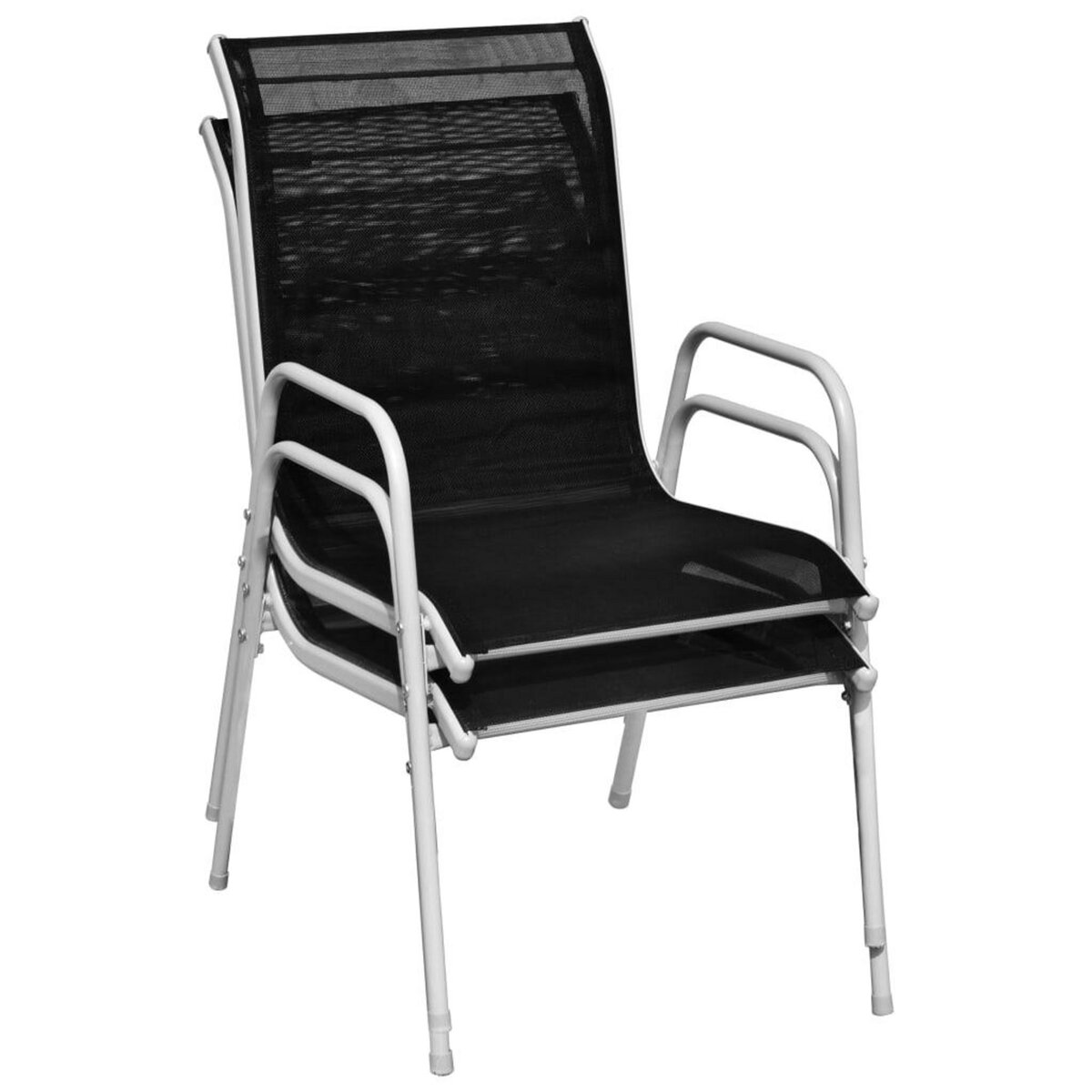 VIDAXL Chaises empilables de jardin lot de 2 Acier et textilene Noir