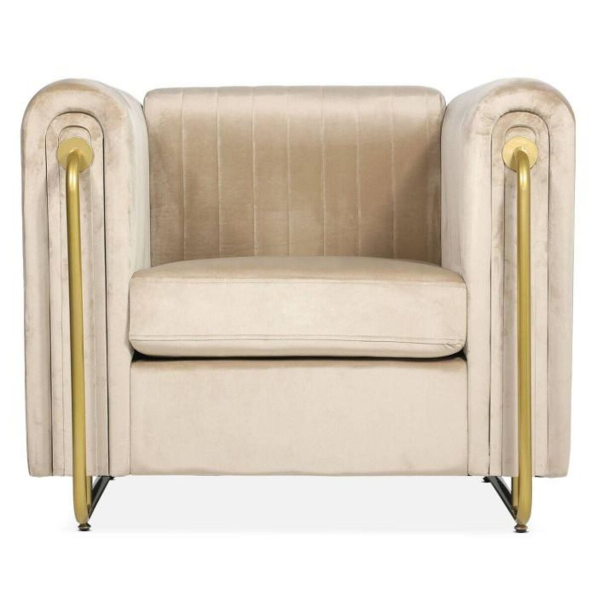 Paris Prix Fauteuil Art Déco en Velours  Wardde  93cm Taupe Clair