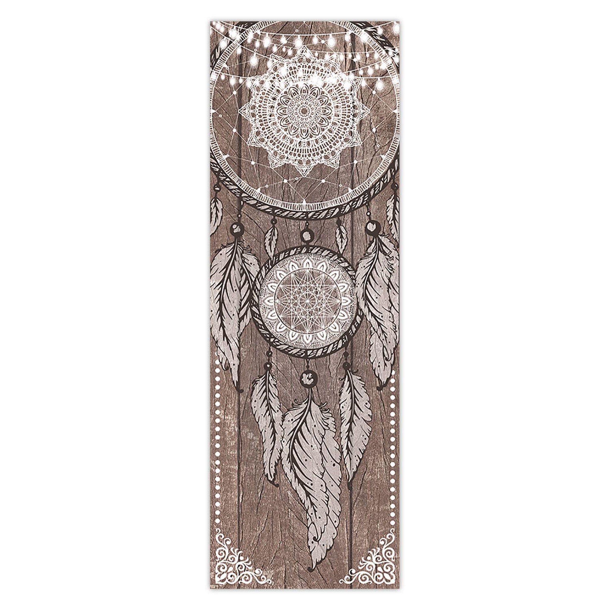 SUD TRADING Toile plume et attrape-rêves Boho - 30 x 90 cm - Marron