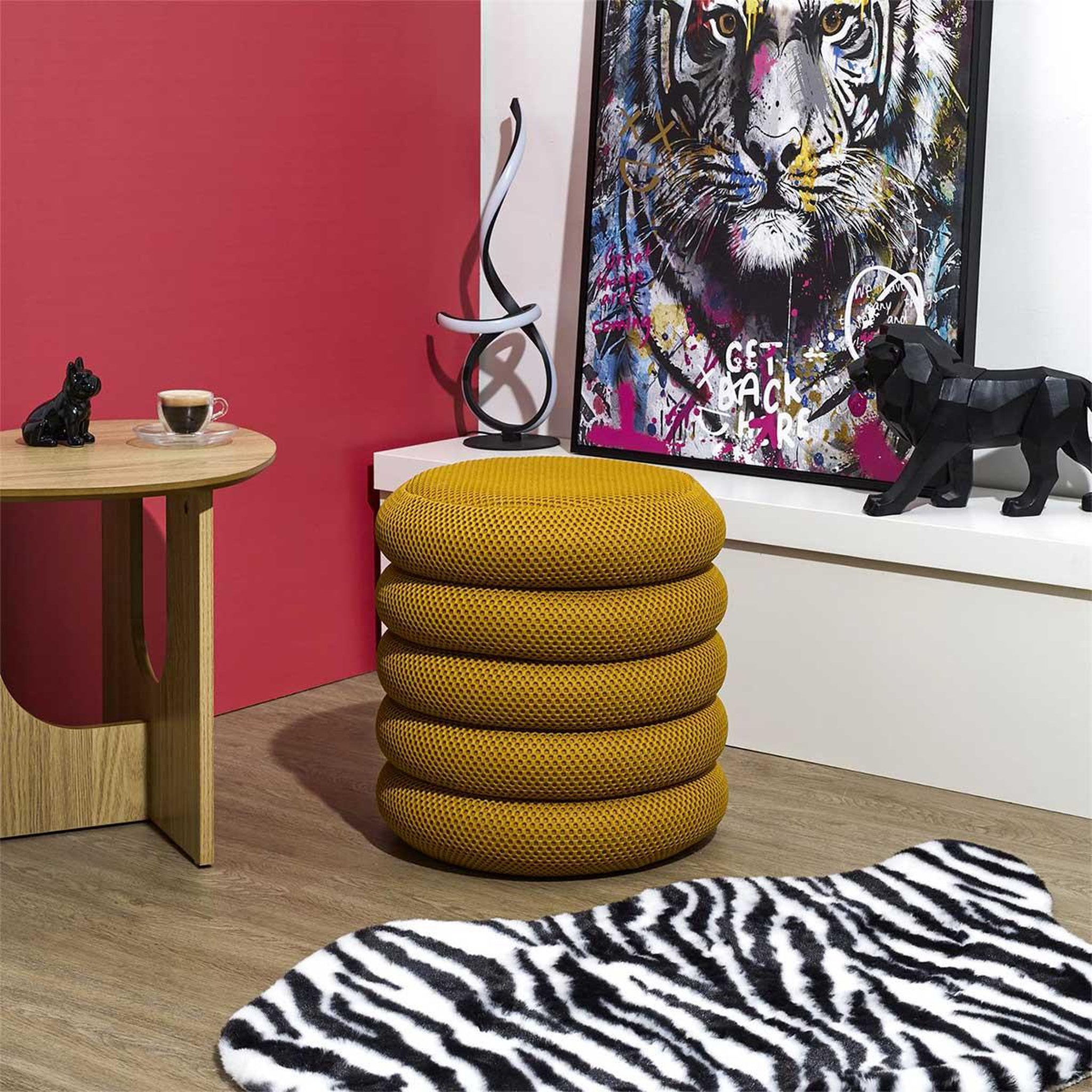 Voir la diapositive 4 : The Home Deco Factory Pouf coffre rangement  atome  42cm jaune