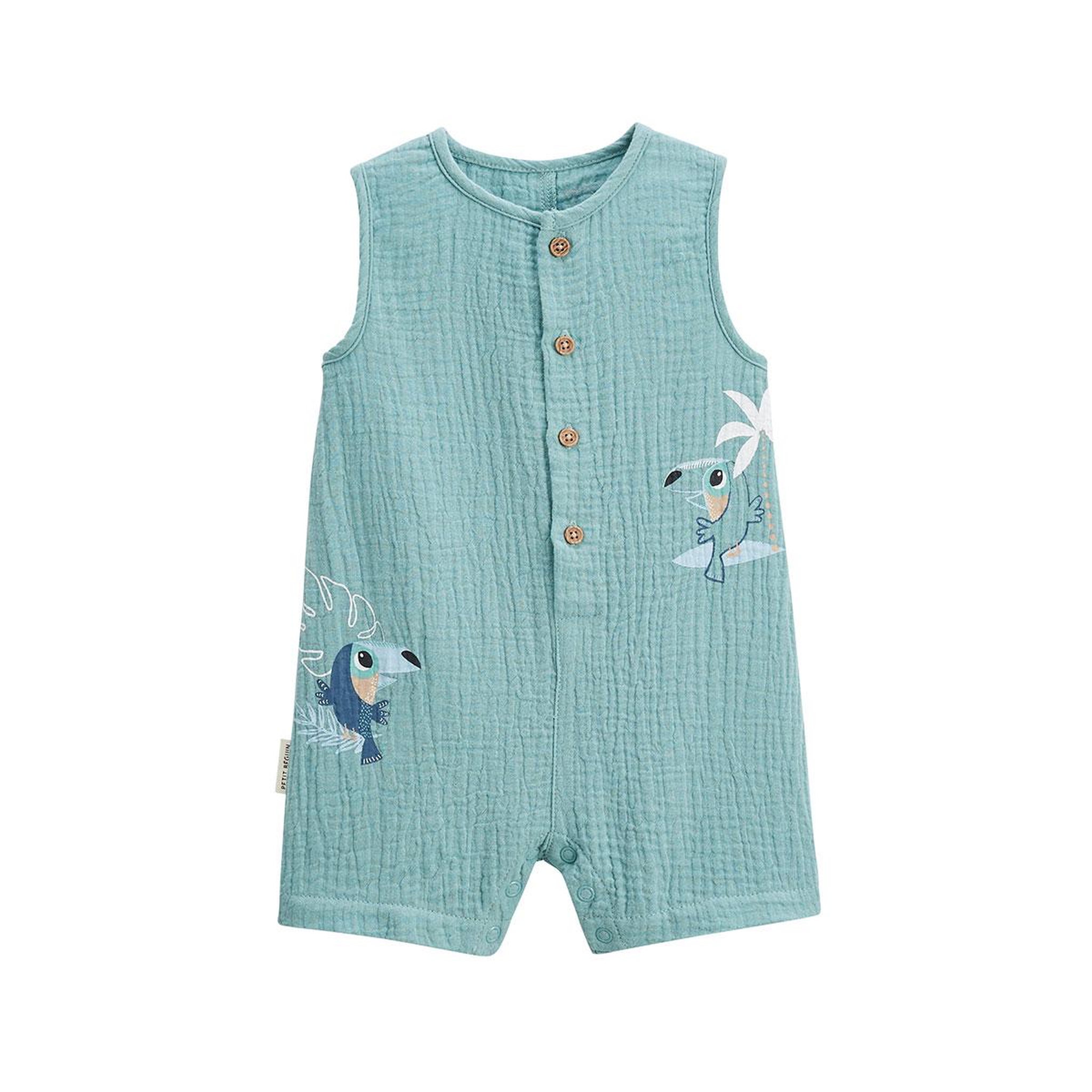 Voir la diapositive 1 : Petit BÃ©guin Combishort bébé en gaze de coton toucana