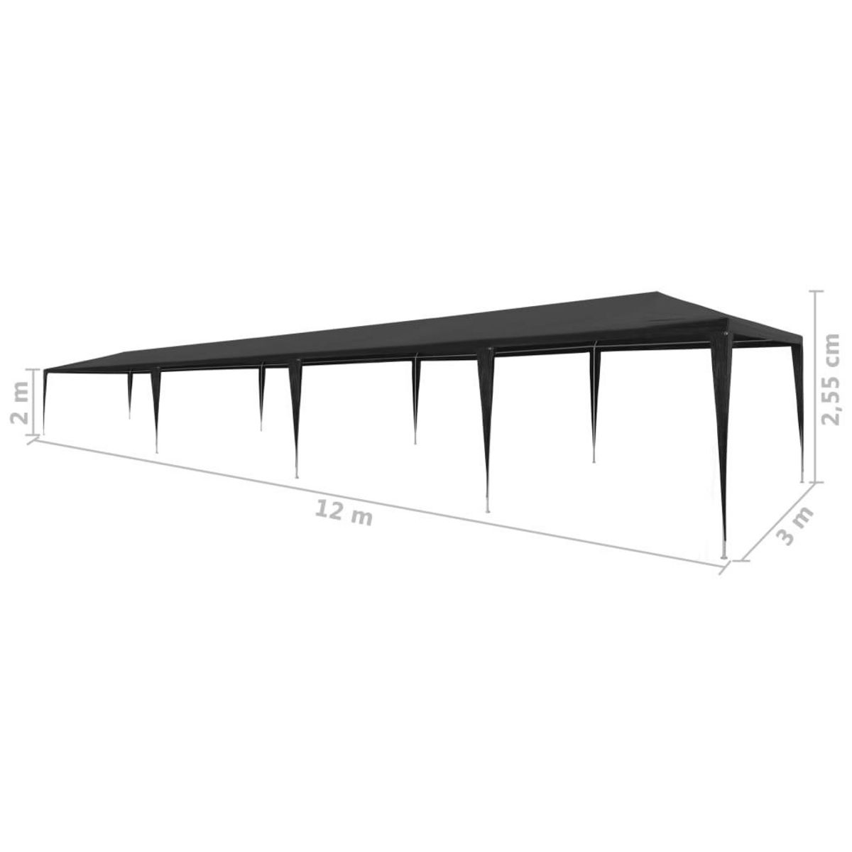 VIDAXL Tente de reception 3x12 m PE Anthracite
