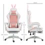 Voir la diapositive 3 : VINSETTO Chaise gaming fauteuil gamer inclinable réglable repose-pied rétractable oreilles de lapin amovibles rose blanc