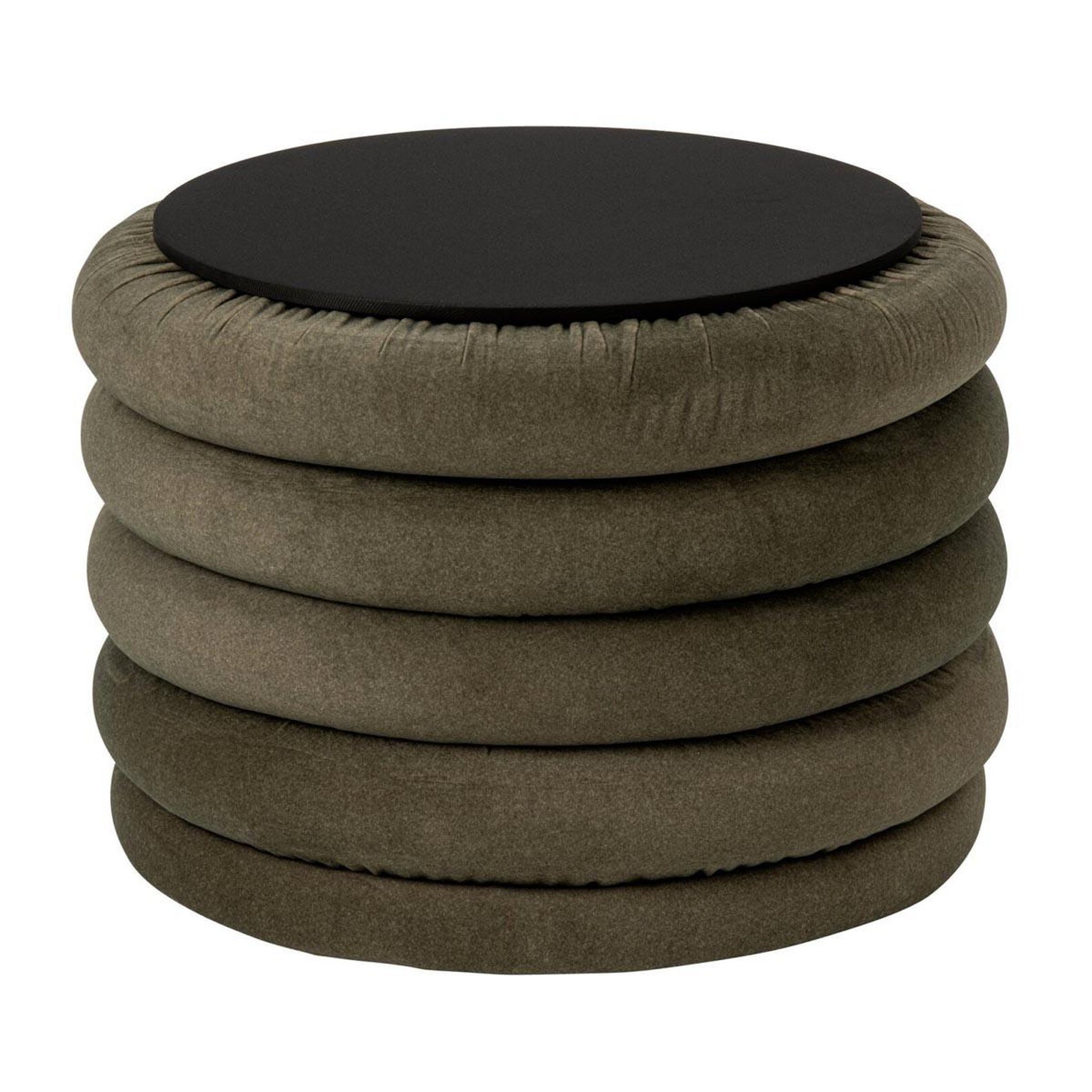 Voir la diapositive 2 : J-LINE Pouf coffre côtelé  mich  59cm vert
