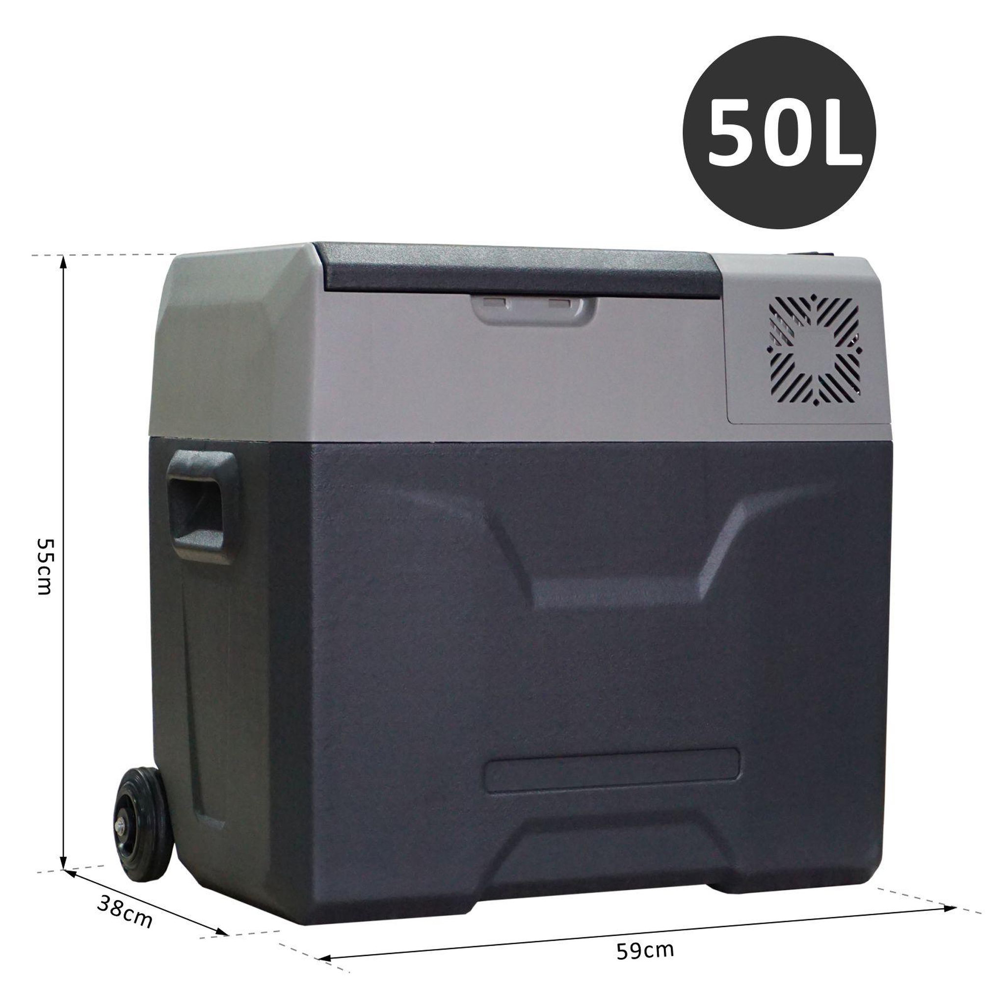 Voir la diapositive 3 : HOMCOM HOMCOM Glacière-congélateur portable à compression froid chaud 2 en 1 -20°C - 20°C 50 L prise alume-cigare + adaptateur inclus gris noir
