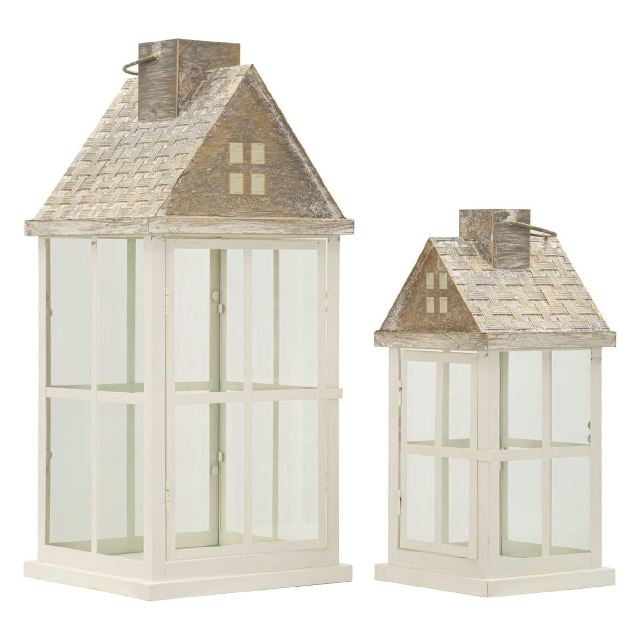 Paris Prix Lot de 2 Lanternes en Bois  Home  55cm Blanc