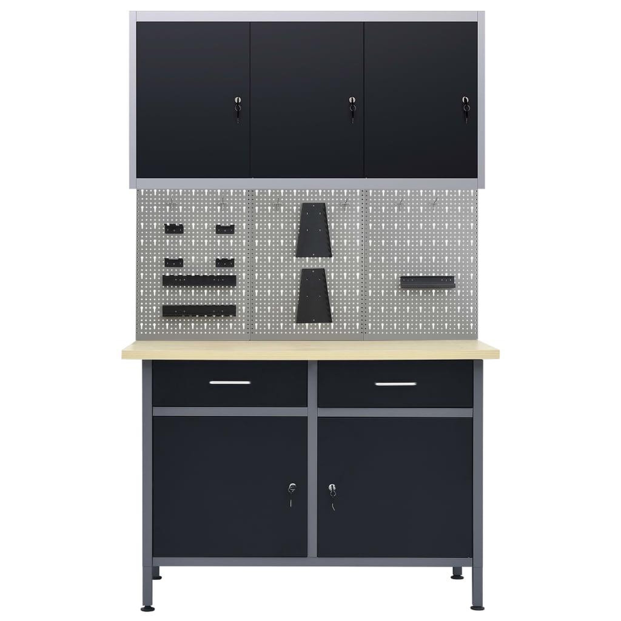 Voir la diapositive 2 : VIDAXL Etabli avec 3 panneaux muraux et 1 armoire