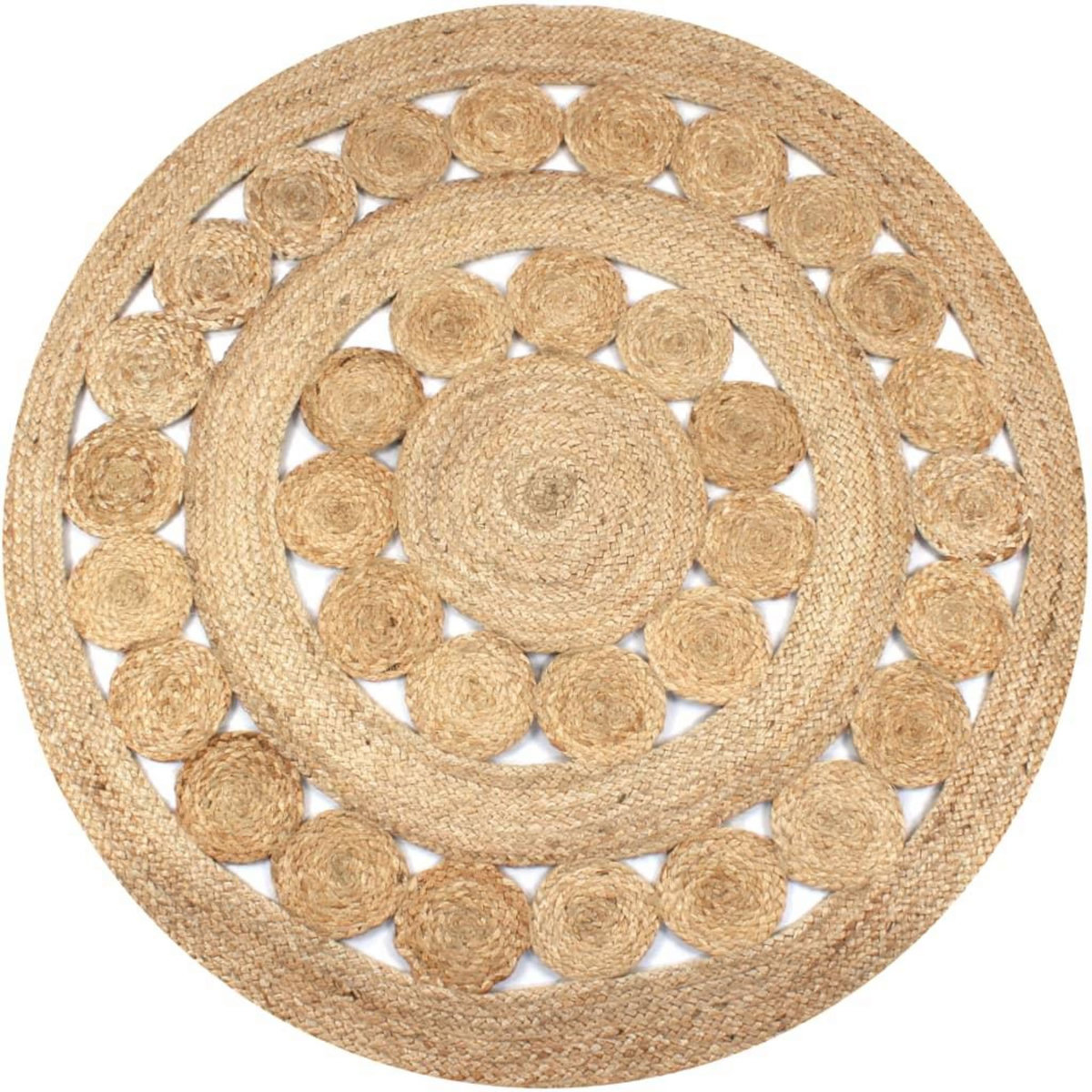 VIDAXL Tapis Jute design tresse 150 cm rond