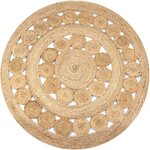VIDAXL Tapis Jute design tresse 150 cm rond