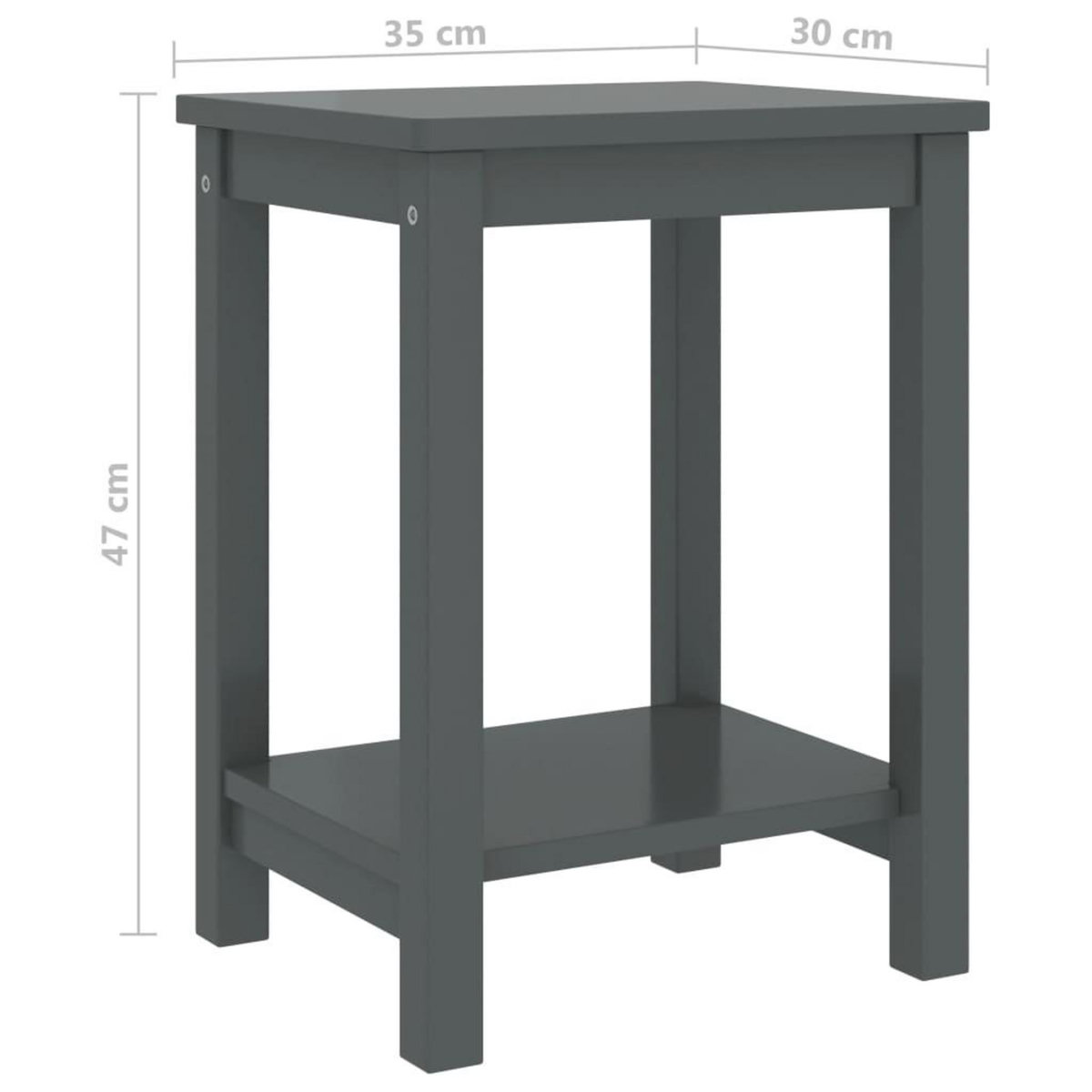 VIDAXL Table de chevet Gris fonce 35x30x47 cm Bois de pin massif
