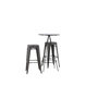 Voir la diapositive 5 : Paris Prix Ensemble Table de Bar & 2 Tabourets  Bistro & Tempe  105cm Noir & Gris Foncé