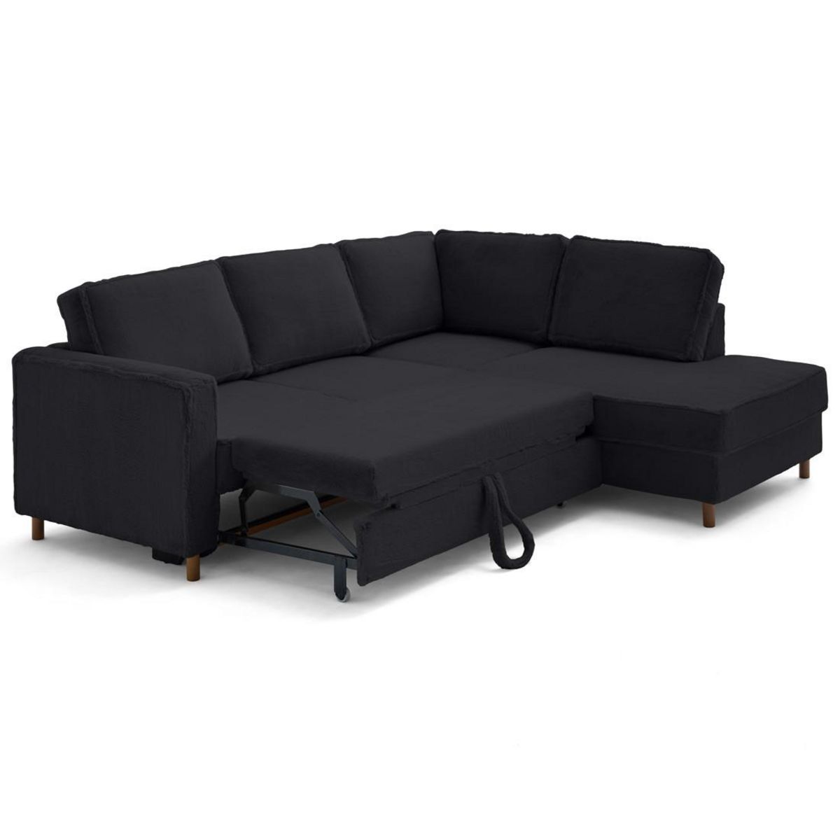 LISA DESIGN Jake - canapé d'angle droit 5 places convertible en fausse fourrure