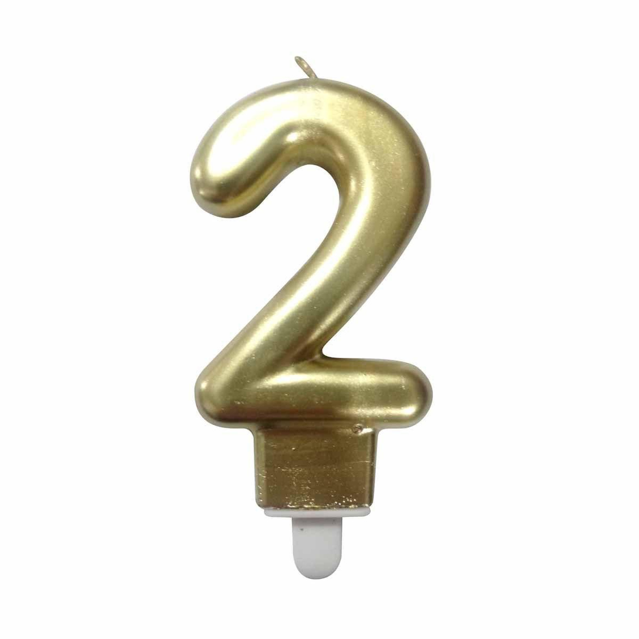 HOMEA Bougie d'Anniversaire  Chiffre 2  7cm Or