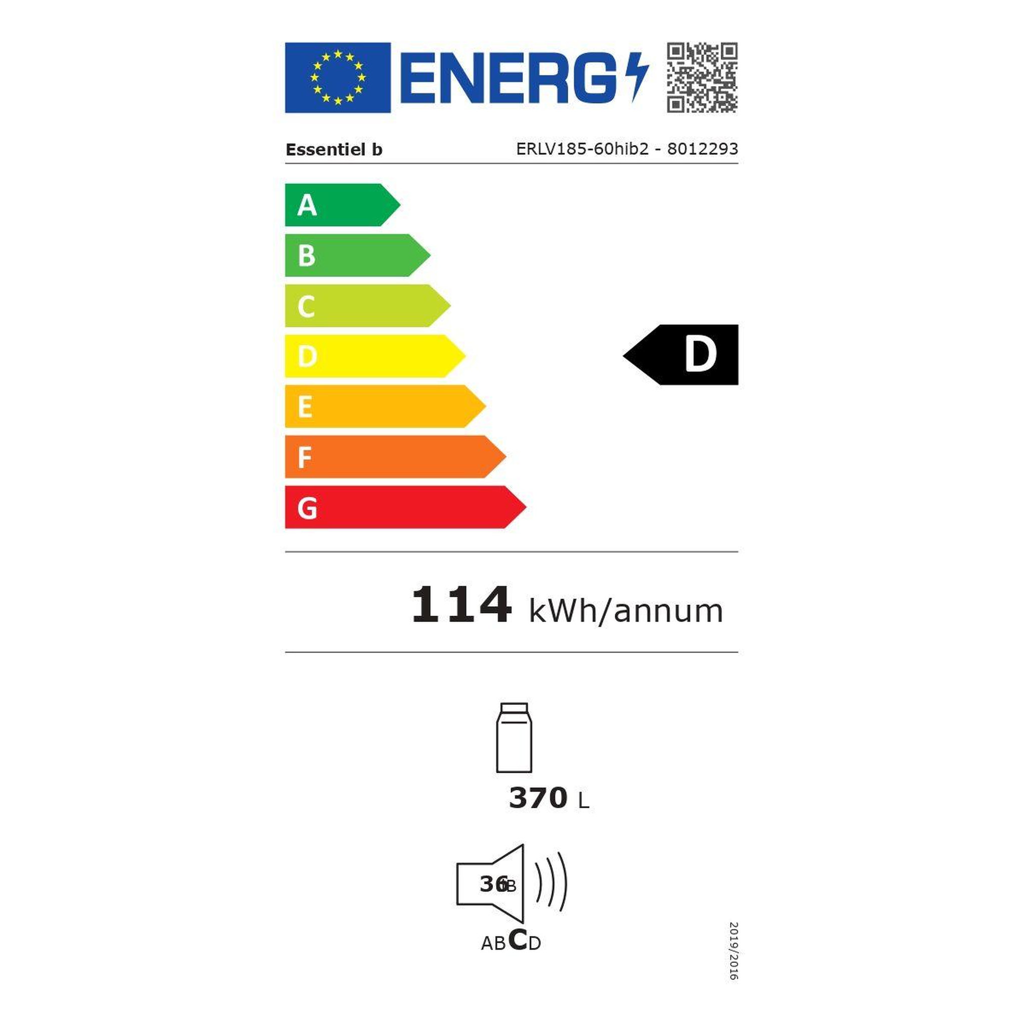 Voir la diapositive 6 : ESSENTIEL B Réfrigérateur 1 porte ERLV185-60hib2