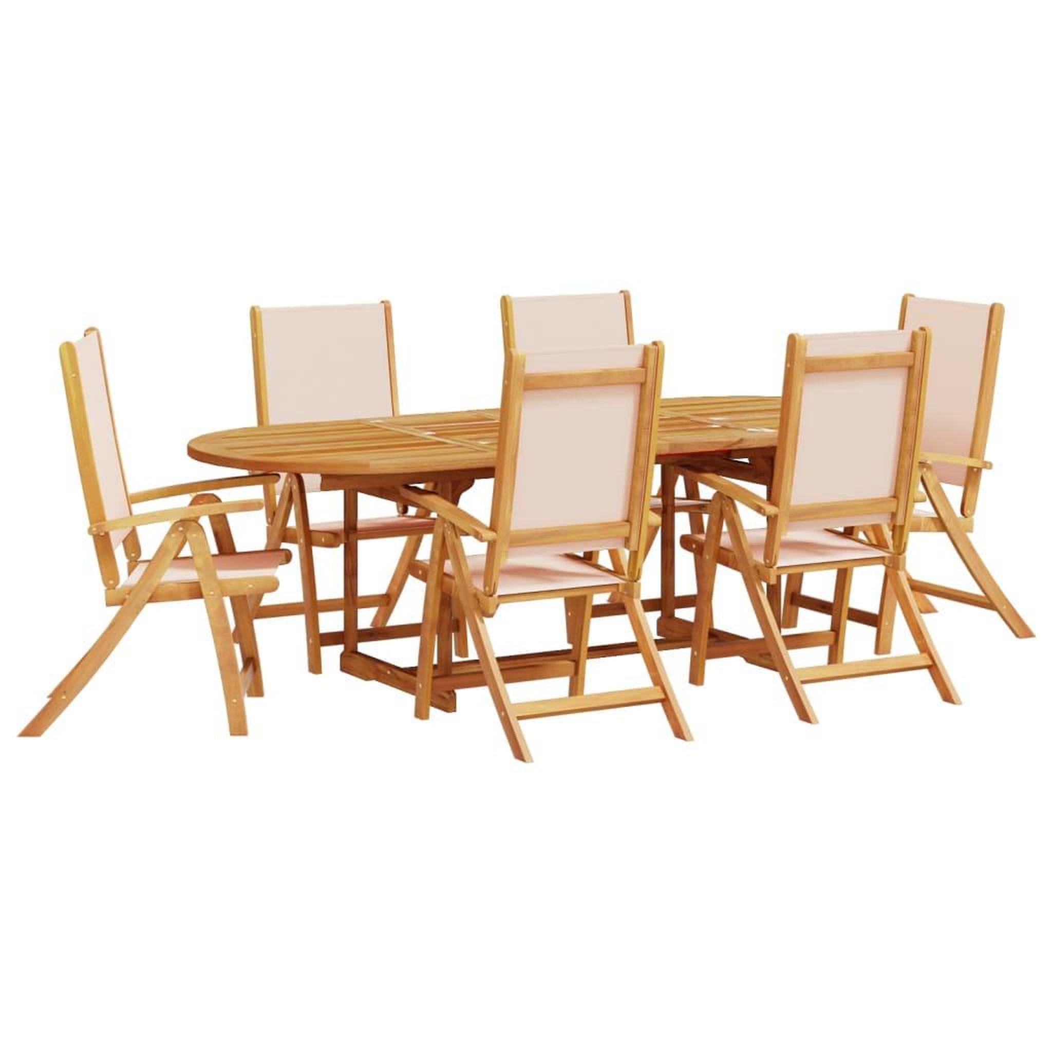 Voir la diapositive 2 : VIDAXL Ensemble a Manger de jardin 7pcs bois d'acacia solide textilene