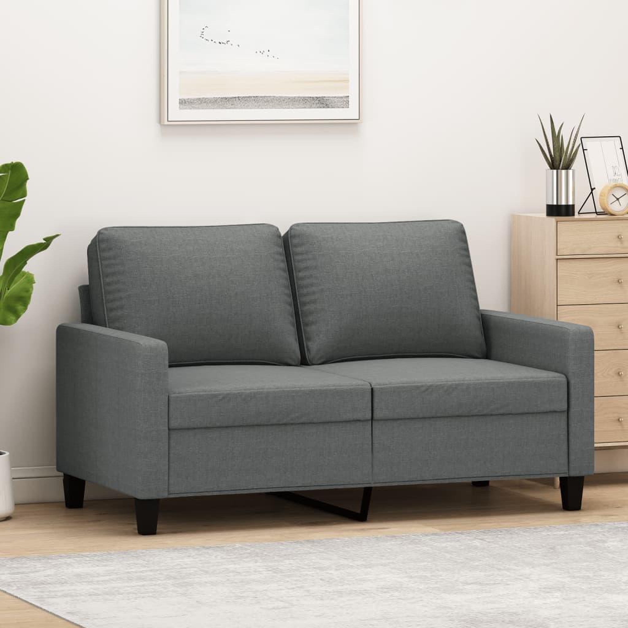 VIDAXL Canape a 2 places Gris fonce 120 cm Tissu