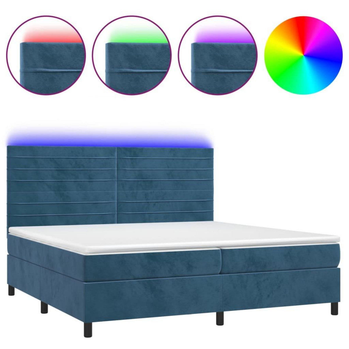 VIDAXL Sommier a lattes de lit avec matelas LED Bleu fonce 200x200 cm