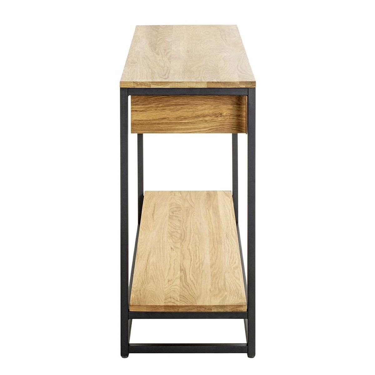 Paris Prix Console 2 Tiroirs & 1 Étagère  Aria  100cm Naturel & Noir
