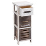 Voir la diapositive 3 : IDIMEX Chiffonnier PADUA en bois, 3 tiroirs, blanc et brun