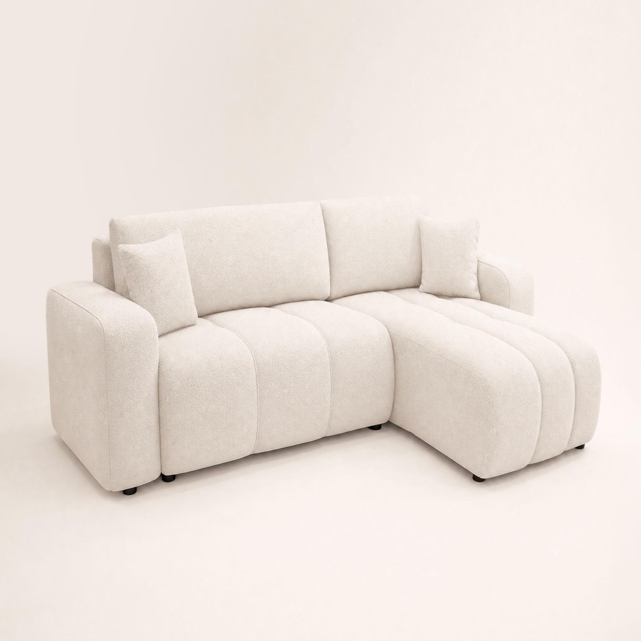 Voir la diapositive 3 : BEST MOBILIER Nicole - canapé d'angle réversible 4 places convertible avec coffre en tissu