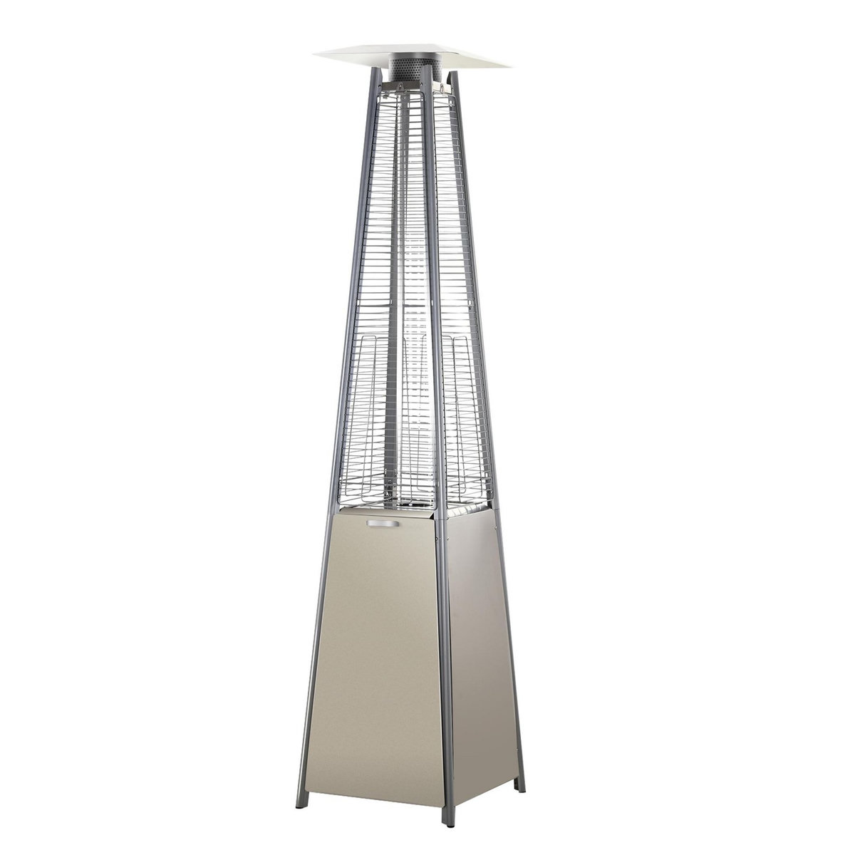 OUTSUNNY Outsunny Parasol chauffant pyramide 10,5 kW - chauffage d'extérieur gaz - chauffage de terrasse - double sécurité - puissance réglable - roulettes, housse incluse - acier inox. gris métal