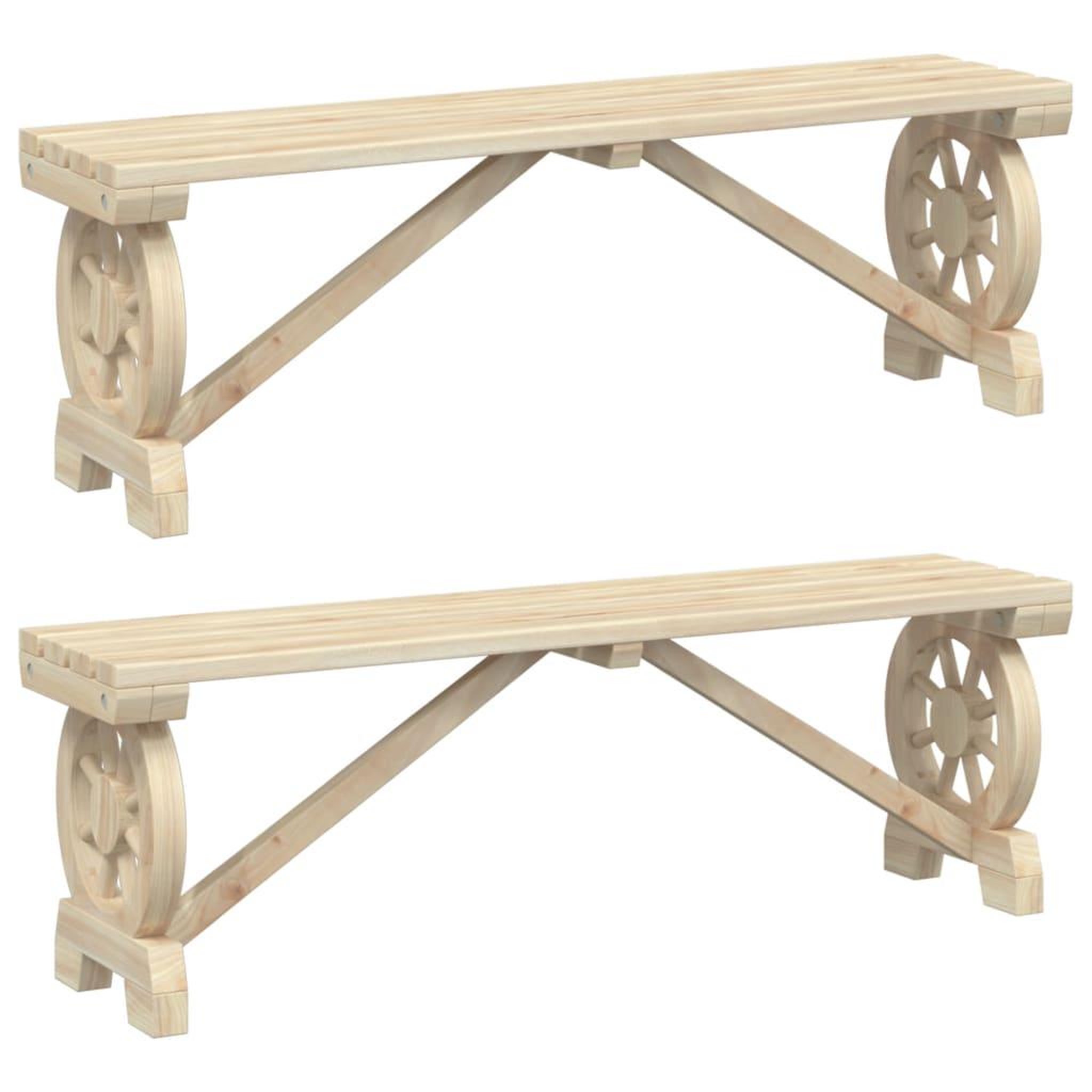 Voir la diapositive 2 : VIDAXL Bancs de jardin lot de 2 bois de sapin massif