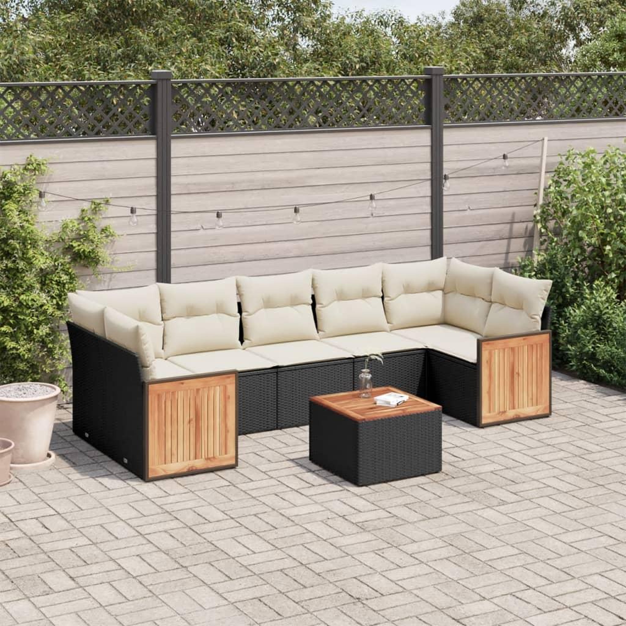 VIDAXL Salon de jardin 8 pcs avec coussins noir resine tressee