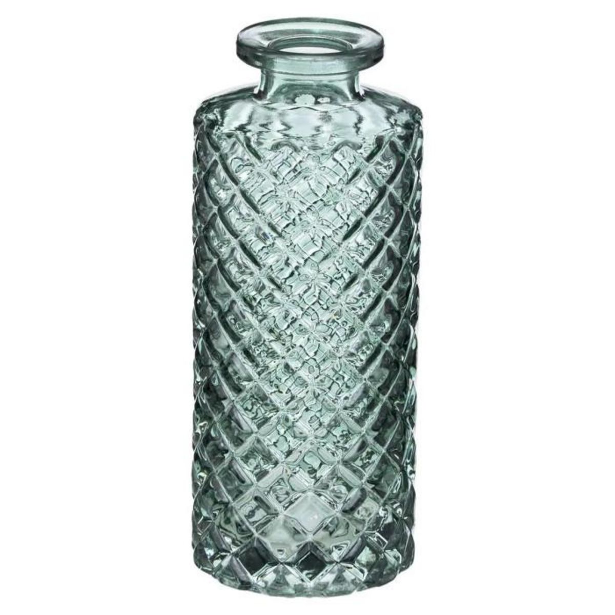 ATMOSPHERA Lot de 3 Soliflores Design  Verre Strié  13cm Vert