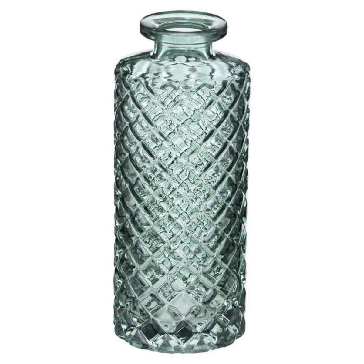 ATMOSPHERA Lot de 3 Soliflores Design  Verre Strié  13cm Vert