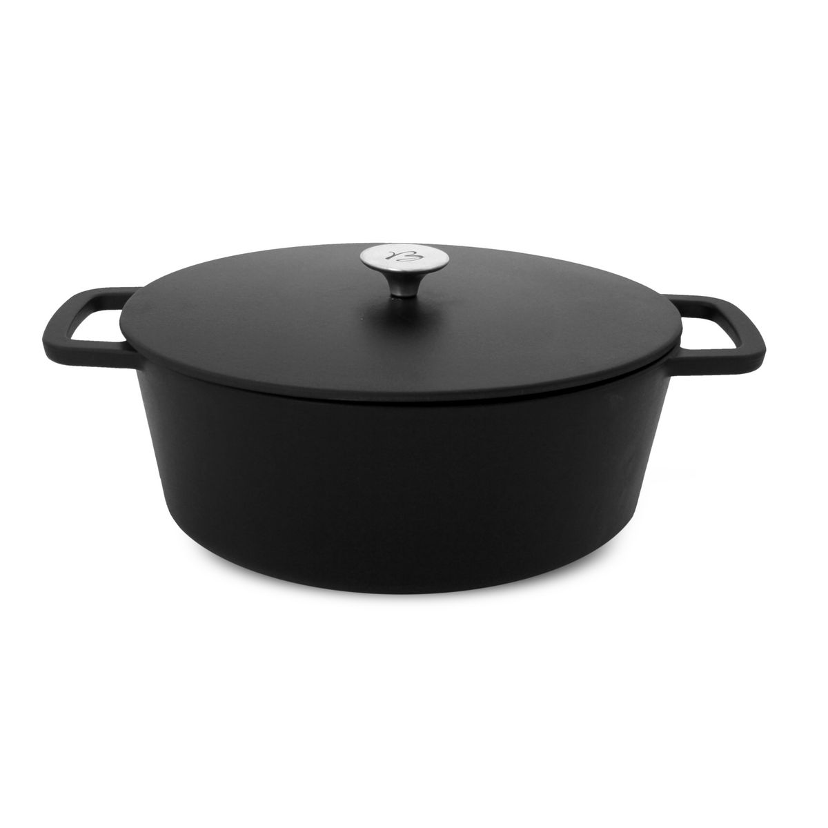 BAUMALU Cocotte ovale induction en fonte émaillée BLACK DESIGN 29 cm