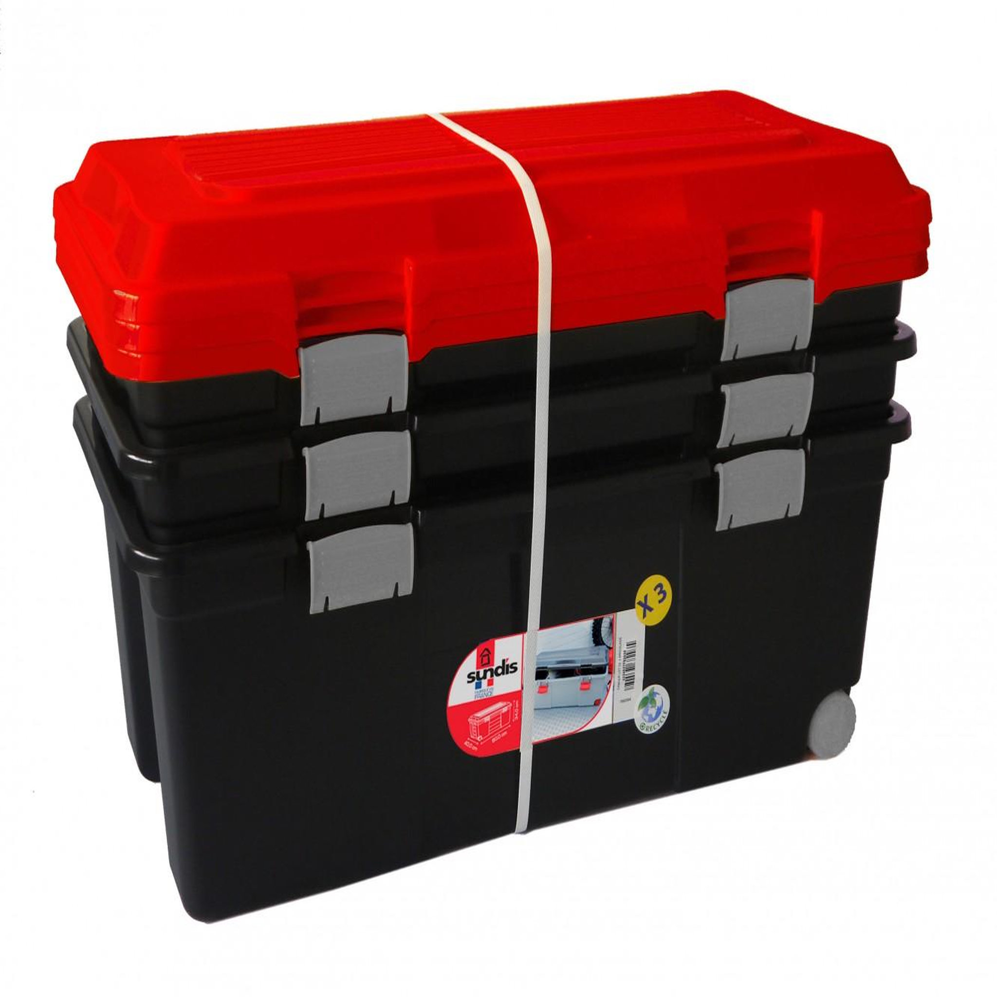 CENTRALE BRICO Lot de 3 malles camper plastique , l.80 x p.40 x h.34 cm