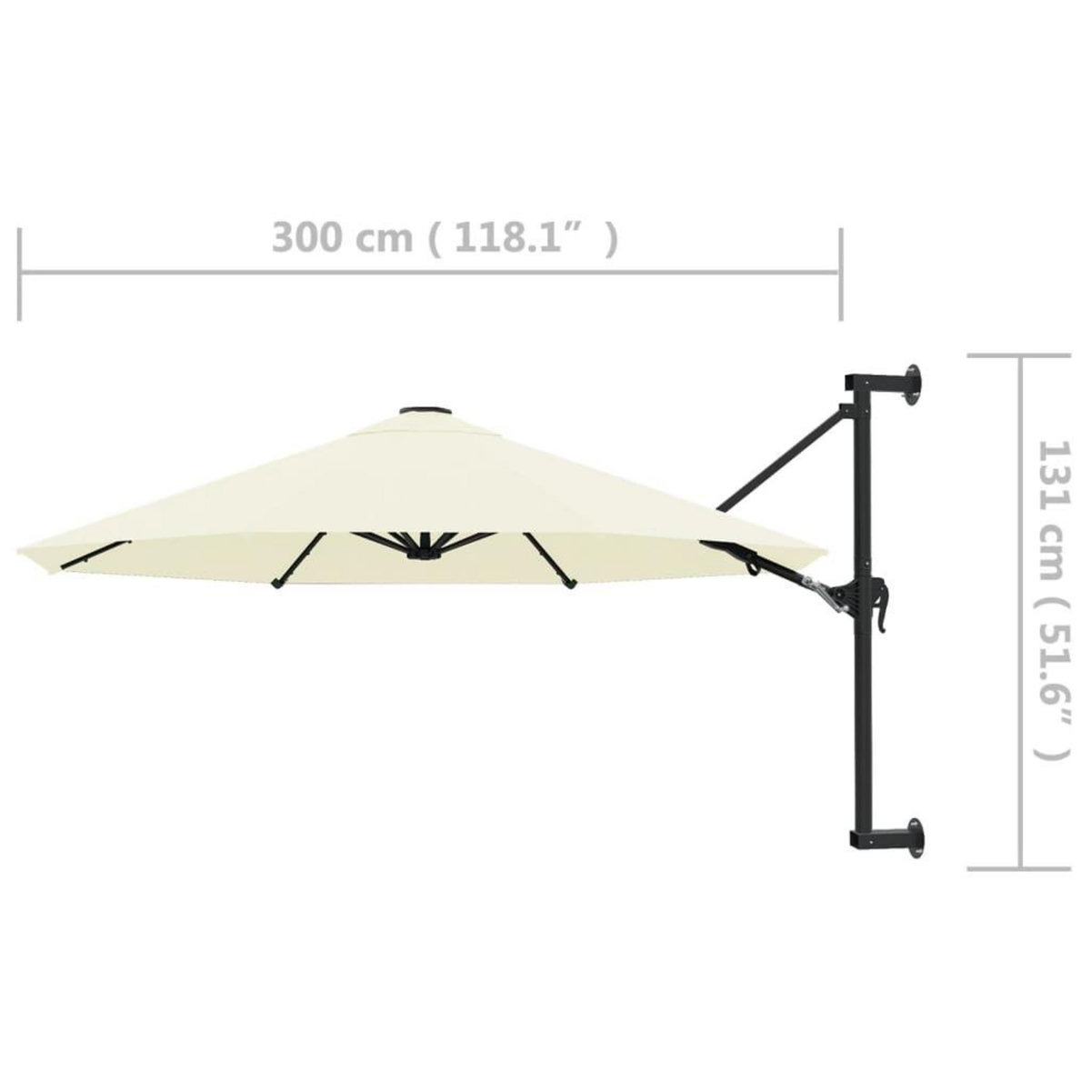 VIDAXL Parasol mural avec mat metallique 300 cm Sable