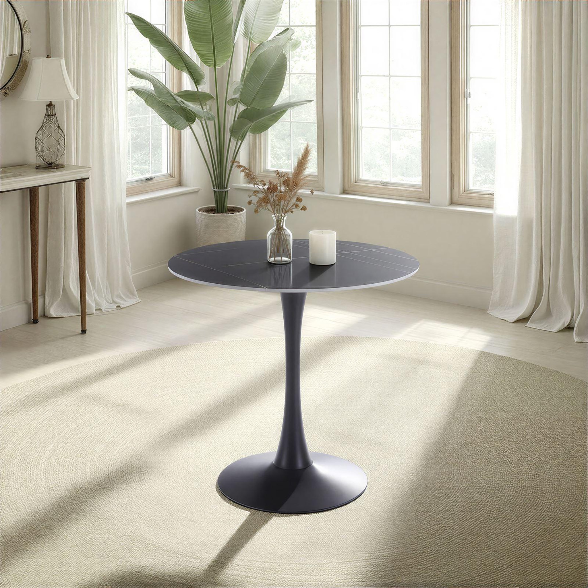 Voir la diapositive 2 : IDIMEX Table à manger ronde loire ø 80 cm en céramique