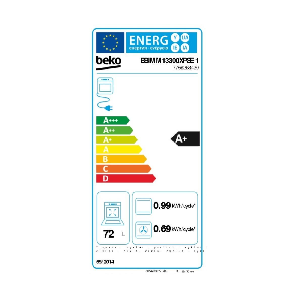 Beko Four intégrable multifonction 72l 60cm à pyrolyse inox - BBIMM13300XPSE-1
