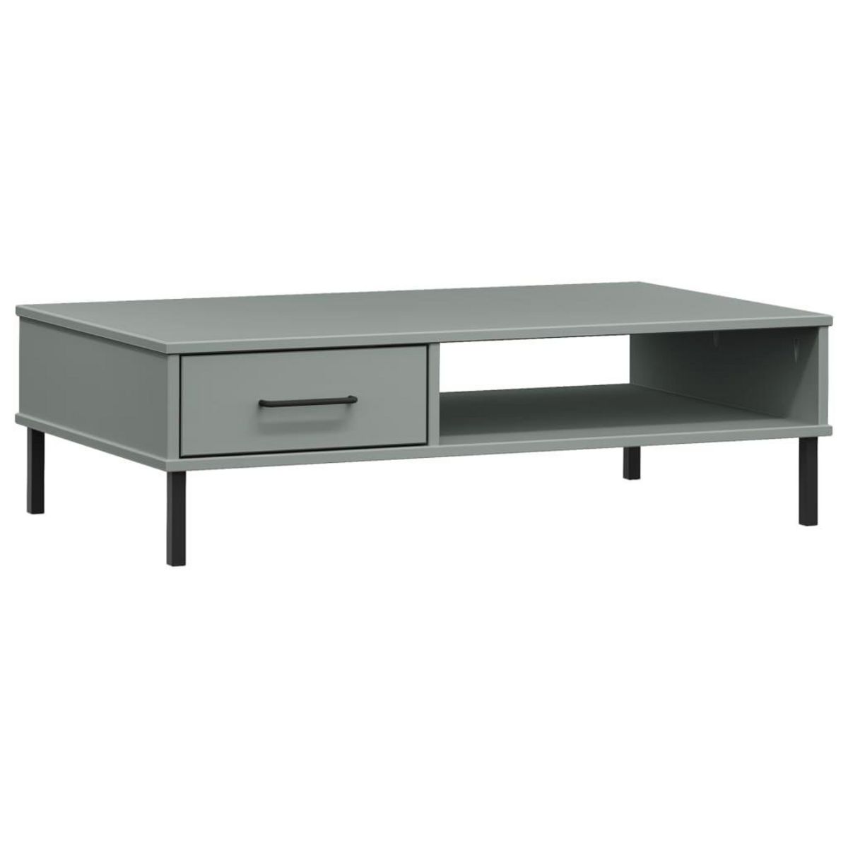 VIDAXL Table basse avec pieds en metal Gris Bois pin massif OSLO