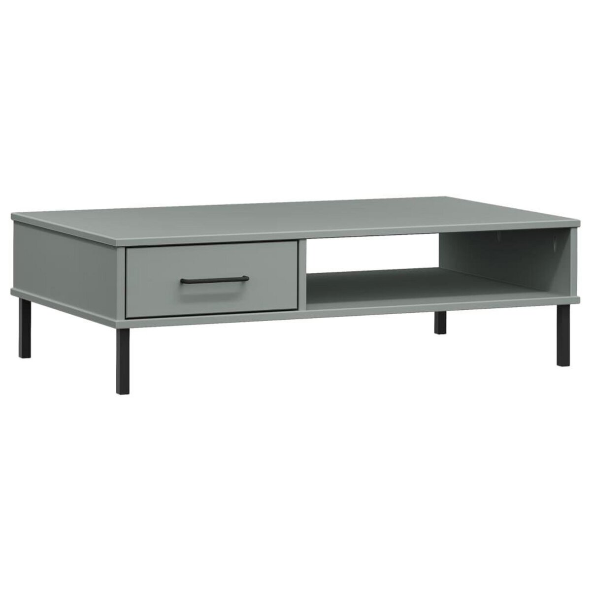 VIDAXL Table basse avec pieds en metal Gris Bois pin massif OSLO